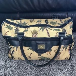 Vintage Pioneer Express hula tropical travel bag tapestry luggage carry on